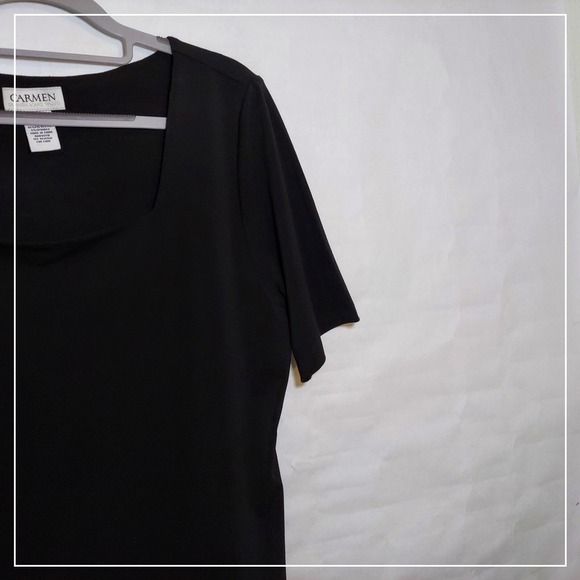 Carmen Marc Valvo Blouse Xl Liquid Jersey Stretchy Casual Preppy Minimalist - Picture 3 of 9